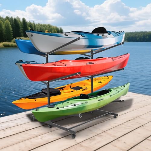 Rebertry Kayak Storage Rack, Heavy Duty Freestanding Kayak Stands, Boat/Canoe/Paddleboard Holder, Space Saving Garage Orga...