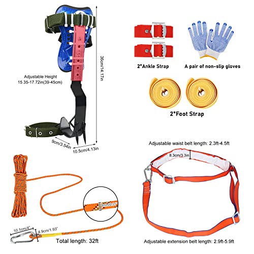 TWSOUL Climbing Spike, Adjustable Tree Climbing Step Gear with Extra Multi-Functional Straps for Outdoor Jungle Survival F...