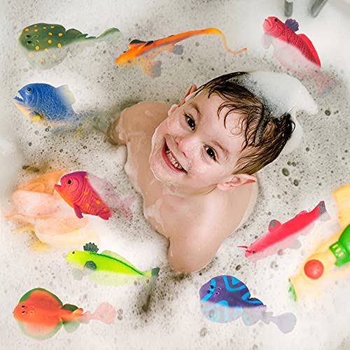 12 Pack Color Changing Sea Animal Toys,Change Color Ocean Animals Figures,Mold Free Bath Toys for Toddlers Kids,Water Tabl...