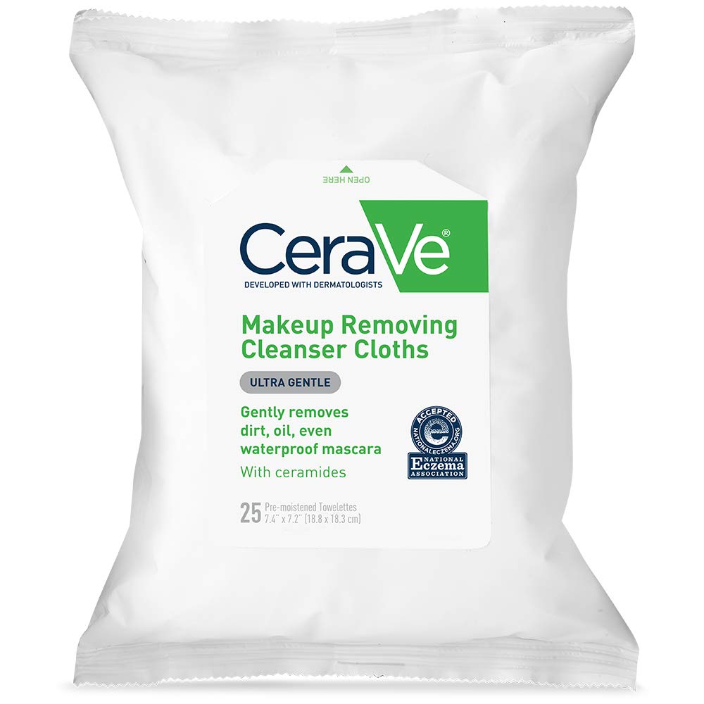 CeraVe Makeup Removing Cleanser Cloths | Makeup Wipes to Remove Dirt, Oil, & Waterproof Eye & Face Makeup | Fragrance Free | 25