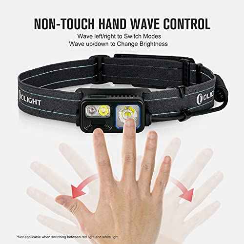 OLIGHT Array 2S Headlamp, 1000 Lumens with Hand Wave Control, 4 Modes Bright LED Headlight with Red Light, Rechargeable Lightweight Head Flashlights for Running, Working, Camping Gear