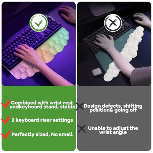 Ergonomic Wrist Rest for Keyboard, Soft Memory Foam Cloud Keyboard Stand Pad with Wrist Rest Set with Non-Slip Silicone Ba...