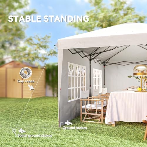 Outsunny 10' x 20' Pop Up Canopy Tent with 4 Sidewalls, Heavy Duty Tents for Parties, Outdoor Instant Gazebo with Carrying...