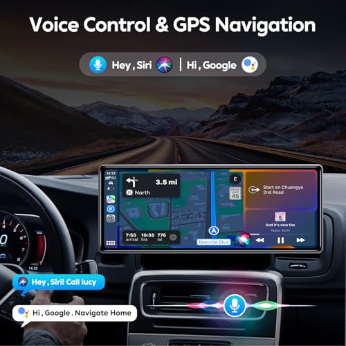 JATAZA 10.26" Wireless Apple Carplay Screen for Car, Secure Strong Bracket, Portable Apple CarPlay& Android Auto Car Stere...