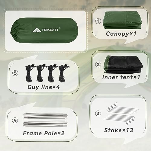 Forceatt Camping Tent 2/3/4 Person, Professional Waterproof & Windproof Lightweight Backpacking Tent Suitable for Outdoor,...