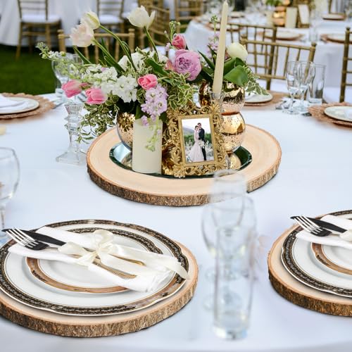 Wood Slices for Centerpieces, Wood Rounds Cookies for Crafts, Rustic Wood Circles & Slabs, Wooden Discs for Tables Decor-f...