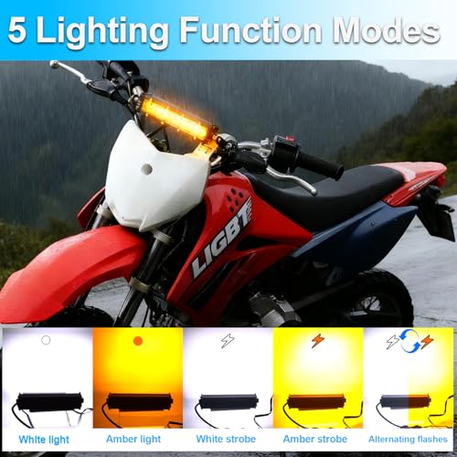 LIGBT Dirt Bike Light Bar Amber White Motorcycle Headlight Kit with ON-Off Switch Universal for 7/8" 22mm Handlebars Pit D...