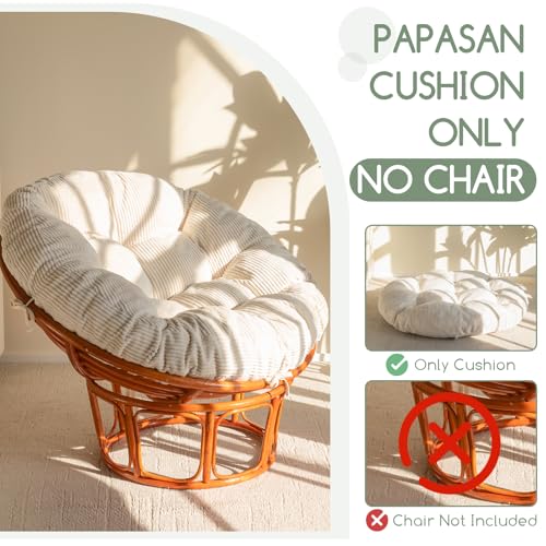 HIGOGOGO Papasan Chair Cushion with Corduroy Cover (Without Chair), 48 x 48 Inch Supportive Cushion, Overstuffed Chair Cus...