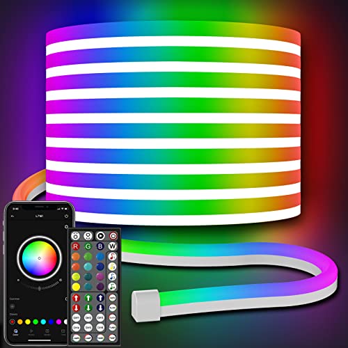 32.8Ft Neon Rope Lights,Flexible Led Rope Lights Control with App/Remote,Multiple Modes RopeLights,IP65 Outdoor RGB Led Ne...
