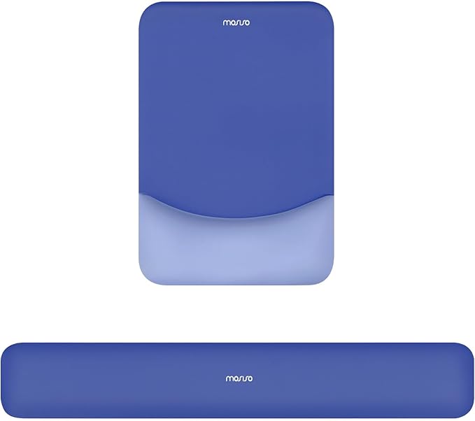 MOSISO Wrist Rest Support for Mouse Pad&Keyboard Set, Rectangular Ergonomic Mousepad Non-Slip Base Home/Office Pain Relief&Easy Typing Pad with Neoprene Cloth&Raised Silicone Lining, Royal Blue