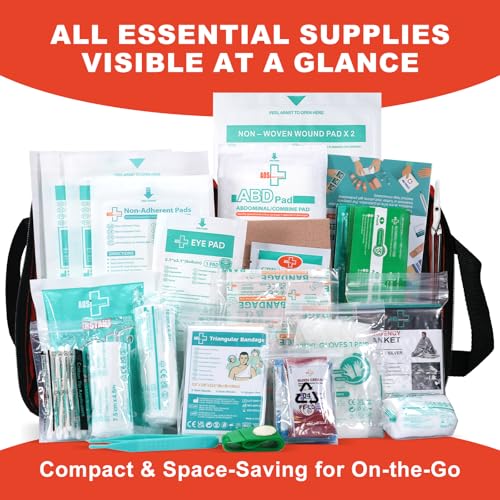 General Medi First Aid Kit, 250 Piece Small First Aid Kit - Includes Emergency Foil Blanket, Instant Cold Pack,Scissors fo...