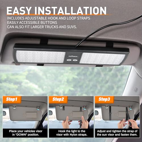 Nilight Amber White 48LED Visor Strobe Lights Interior Windshield Emergency Warning Light Super Bright LED for Police Enfo...