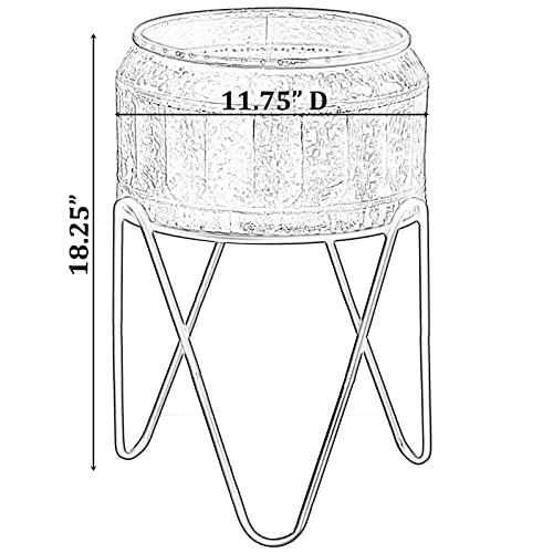 Silver Galvanized Metal Ice Bucket Beverage Cooler Tub with Stand