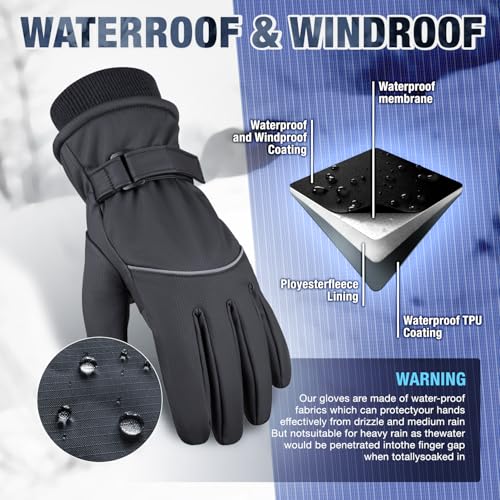 Winter Ski Gloves for Men and Women,Upgraded Windproof Cold Weather Thermal with Touchscreen Fingers for Outdoor Sports
