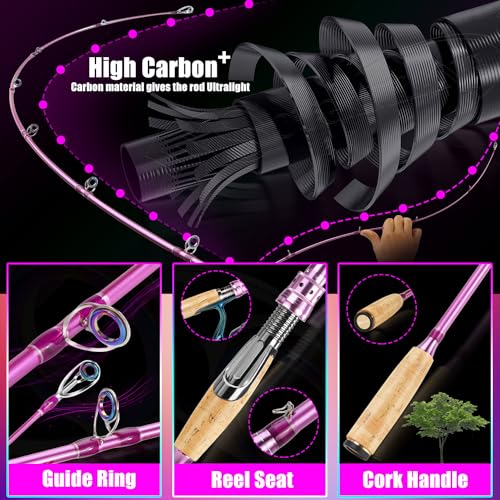 Sougayilang Spinning Rod Reel Combos,Colorful Two Pieces Spinning Pole with Smooth Strong Reel Available for Freshwater Sa...