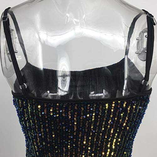CLAUBTY Sparkle Sequin Mini Dress for Women Vegas Club Dresses Sexy Party Night Spaghetti Strap Backless