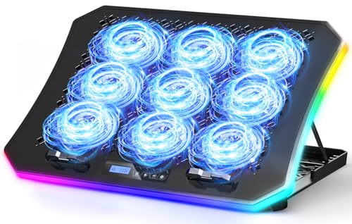 KeiBn Upgraded Gaming Laptop Cooler Pad with 9 Quiet RGB Fans, Cooling Pad for 15.6-17.3 Inch Laptops with 7 Height Stand...