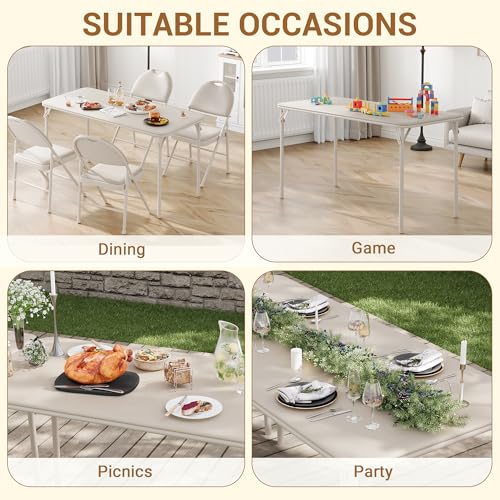 GAOMON Portable Folding Card Table&Chair Set of 4, 5 Piece PU Upholstered Padded Tabletop&Chairs,for Camping, Dining Room,...