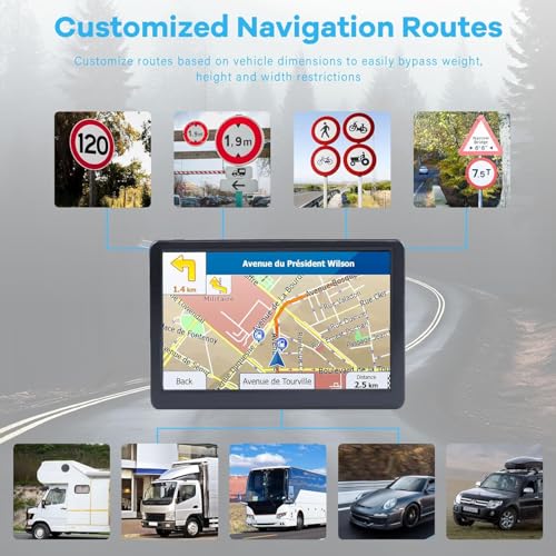 Navigation System 7 Inchs - GPS Navigator for Car Truck RV Touchscreen Navigator, Voice Guidance, Speed & Traffic Alerts, ...