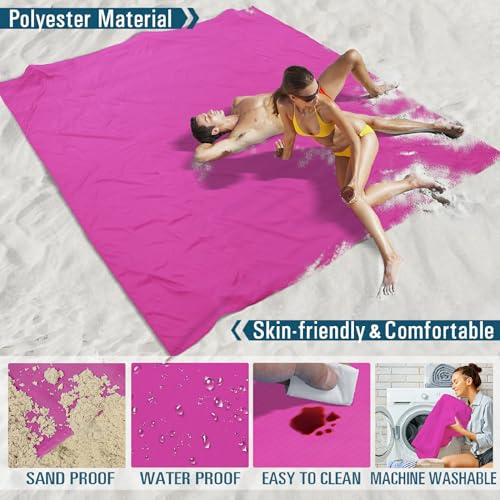 Beach Blanket 78''×110'' Suits 1-7 Adults Waterproof Sandproof Lightweight Oversized Large Picnic Mat Blanket for Beach Tr...