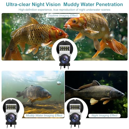 ZXBVSU Underwater Fishing Camera, Fishing Camera with Infrared Night Vision Light, Portable Fish Finder with 100ft Cable, ...
