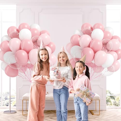 60pcs Light Pink Balloons with Clear Pastel Pink and White Balloons for Wedding Bridal Baby Shower Shower Birthday Party D...