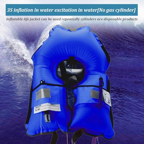 3-Pack 150N Automatic Inflatable Life Jacket – Adjustable Nylon Swim Vest with CO2 Inflation, Reflective Strips & Safety B...