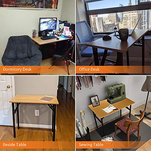 Need Folding Desk Small Desk 31 1/2" No Assembly Foldable Computer Desk for Small Space/Home Office/Dormitory,Teak&Black F...