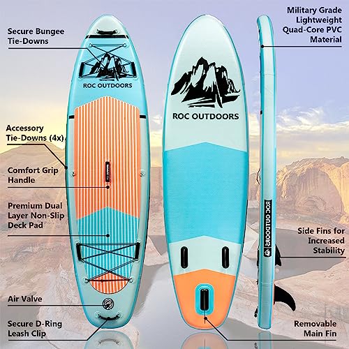 Roc Inflatable Stand Up Paddle Boards with Premium SUP Paddle Board Accessories, Wide Stable Design, Non-Slip Comfort Deck...