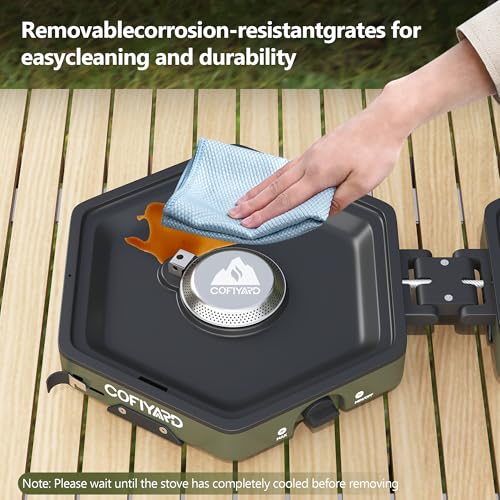 Cofiyard Propane 2-Burner Camping Stove with Carrying Bag and Gas Stove Pressure Regulator, Camping Essentials Folding Cam...