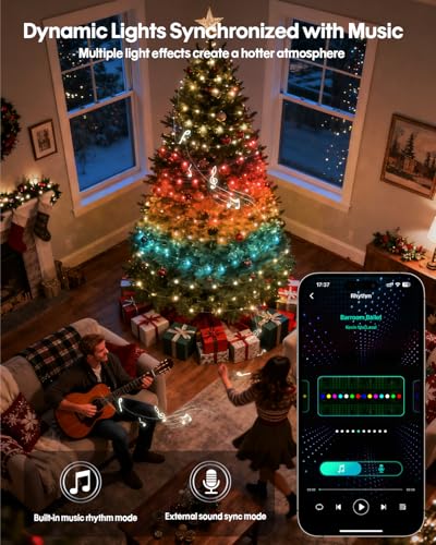 Super RGB Color Changing Globe String Lights, 66ft Smart RGB-IC Fairy Lights with Remote & APP Control, Mini Ball LED Twin...