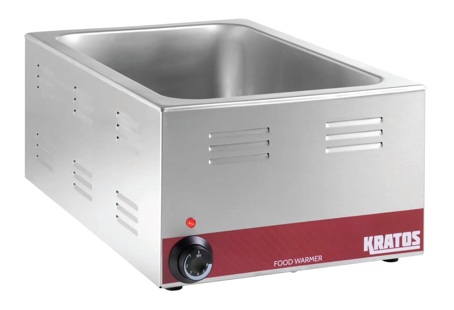 Kratos Commercial Electric Countertop Food Warmer with Two Half Size Hotel Pans and Slotted Lids, 120V, 1200 Watts, Stainless Steel Portable Food Warmer with Pans