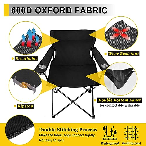Joyfair Portable Camping Chair, Outdoor Lawn Folding Chairs for Adults, Heavy Duty Large Foldable Chairs for Beach, Fishin...