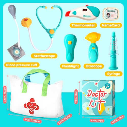 Doctor Kit for Toddlers 3-5 - Preschool Pretend Play Medical Kit with Stethoscope, Blood Pressure Cuff and Carrying Bag- D...