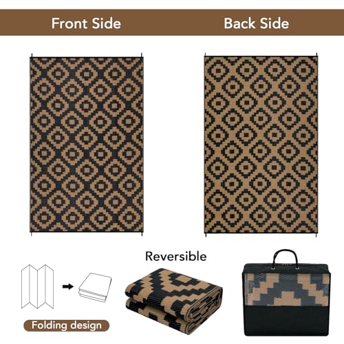 Garvee Waterproof Outdoor Rug 8x10, Outside Plastic Grass Mat for Camping, Modern Reversible Straw Rug Backyard Floor Mat ...