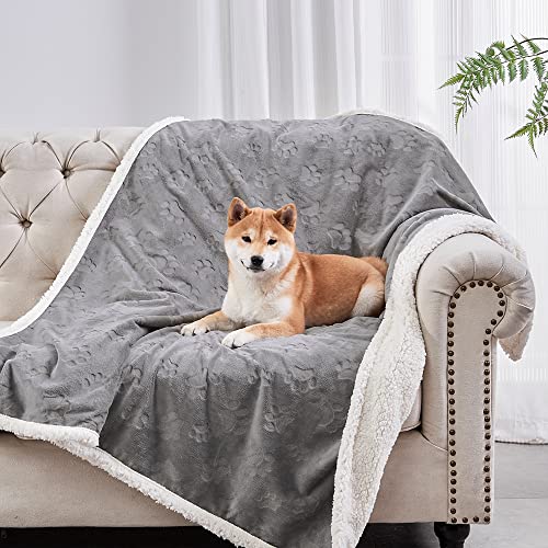 Qeils Pet Blankets for Cats - Waterproof Cat Blanket Washable - Sherpa Fleece Puppy Blanket, Soft Plush Reversible Throw P...