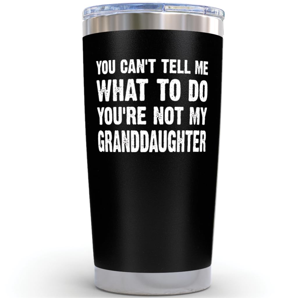 Grandpa Fathers Day Gift from Granddaughter - 20oz Black Tumbler Cool Grandfather Gift Best Presents For Elderly Dad Grandpa Birthday Gifts for Grandfather Birthday Funny Granddad Mug Papa Tumbler