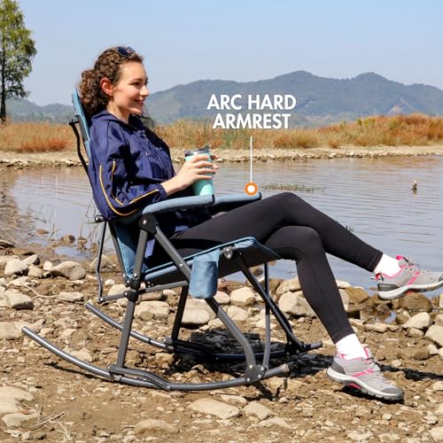 PORTAL Oversized Folding Rocking Camping Chair Portable Outdoor Rocker with High Back Hard Armrests Carry Bag, Supports 40...