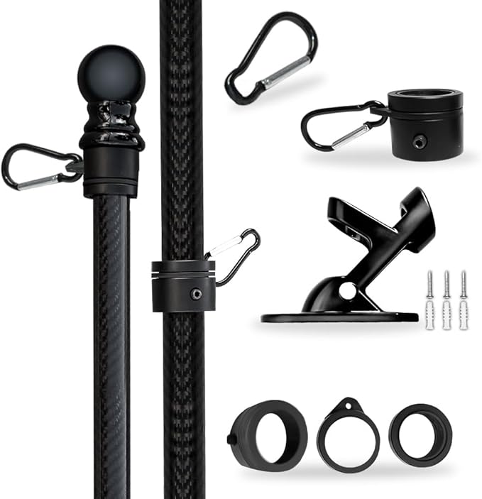 Global Advertising Solutions 5 Feet Premium Tangle-Free Carbon-Fiber Flag Pole with Mount, Brackets, and Screws, Outdoor F...