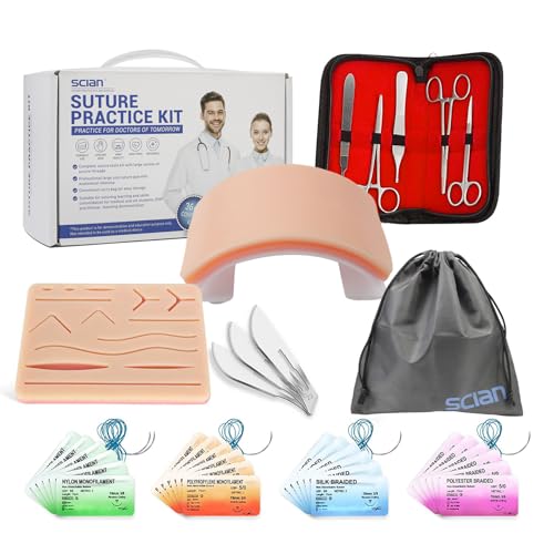 Scian Advanced Practice Kit for Medical Students (36 Pcs) Complete Suture Kit Includes Variety of Suture Threads, Unique A...