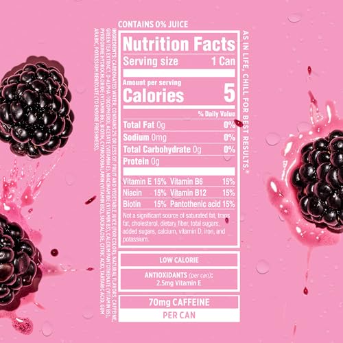 Sparkling Ice Caffeine Black Raspberry Sparkling Water with Caffeine, Zero Sugar, with Antioxidants and Vitamins,16 fl oz Cans (Pack Of 12)