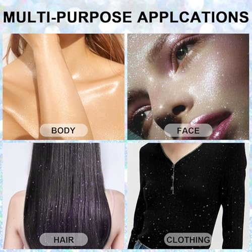 Hair and Body Glitter Spray, 1PC Glint-Rainbow Glitter Hairspray Dry Powder Makeup for Clothes, Festival Rave Prom Loose S...