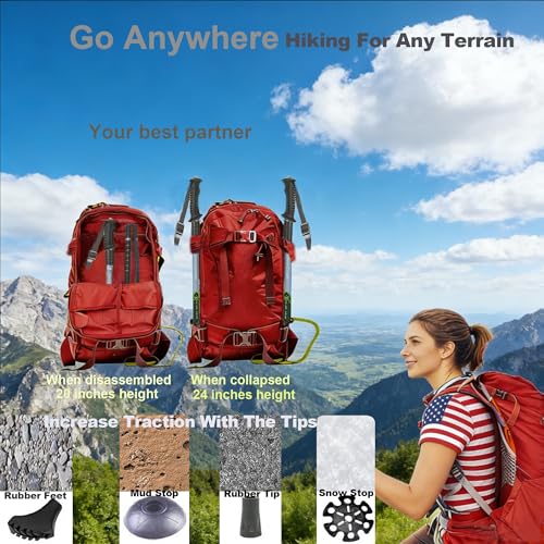 EpochCreate Trekking Pole as Selfie Stick-Hiking Sticks for All Terrain for Women&Men with Detachable Phone & GoPro Mount,...