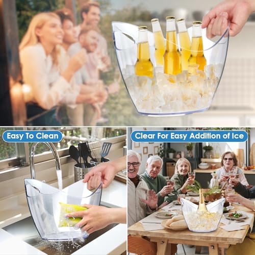Ice Bucket Wine Bucket，Clear Acrylic 4 Liter Plastic Tub for Drinks and Parties, Food Grade, Perfect for Wine, Champagne o...