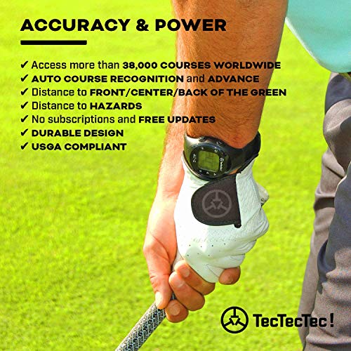 TecTecTec ULT-G Stylish, Lightweight and Multi-Functional Golf GPS Watch, Durable Wrist Band with LCD Display, Worldwide P...