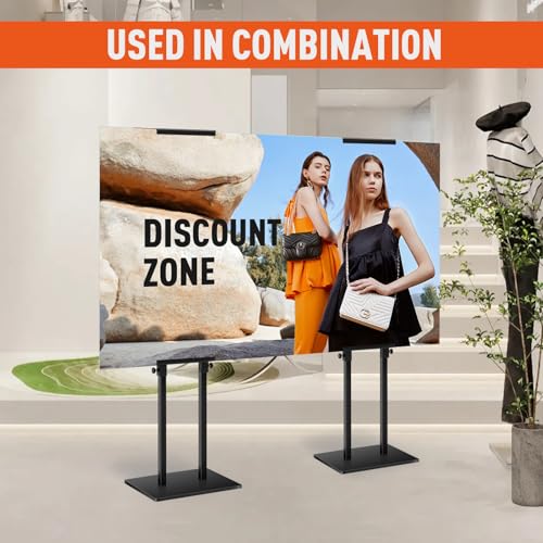 RKERSEIK Heavy Duty Adjustable poster Stand - 78" Double-Sided Banner Display with Metal Base, Double-Pole Pedestal floor ...