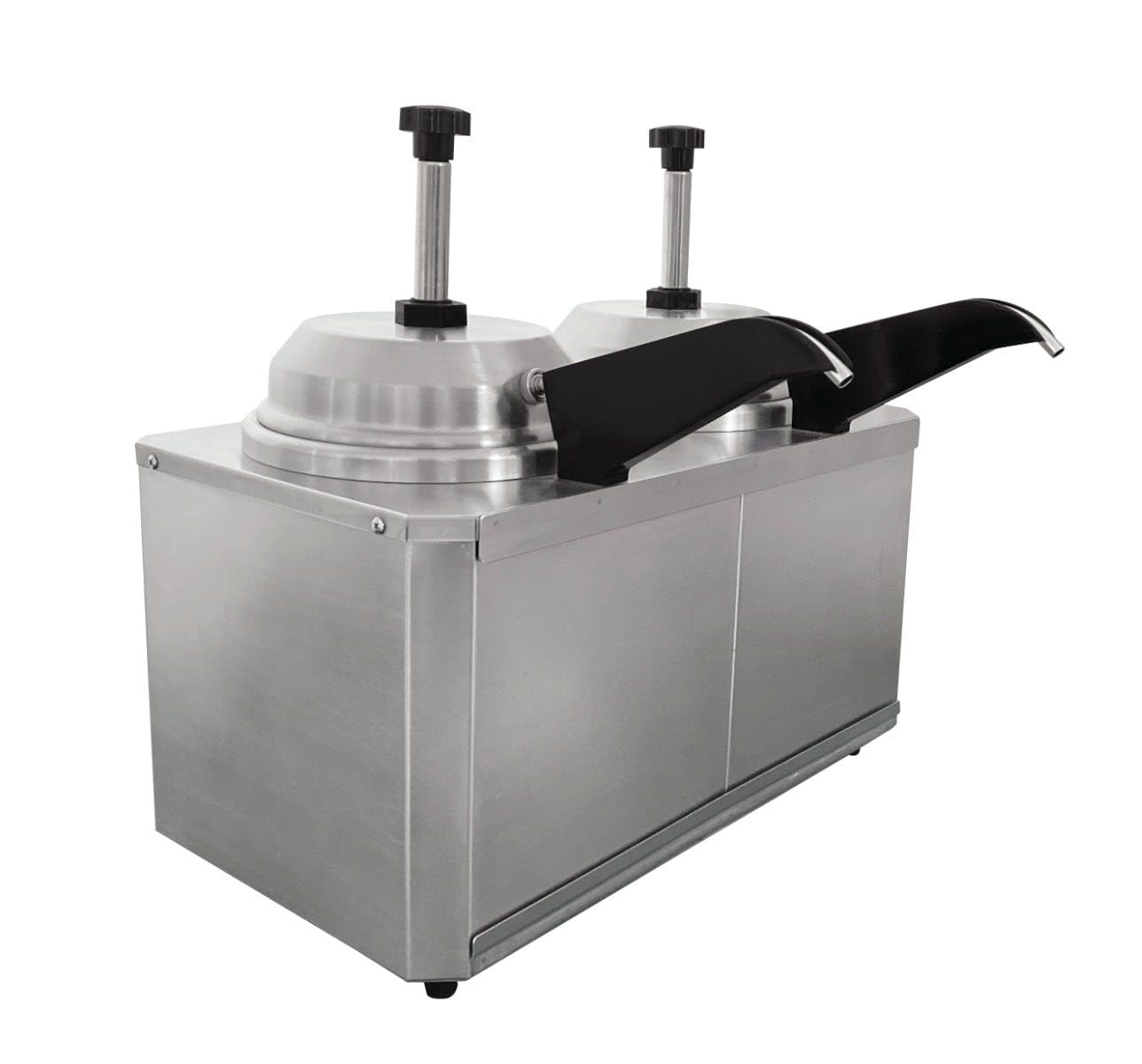 Kratos Commercial Hot Topping Dispenser with 2-Heated Spout and Pump for Cheese, Hot Fudge, Caramel, 3.5 Quart Capacity Stainless Steel, Accepts #10 Cans. 120V, 1100 Watts (29M-042)