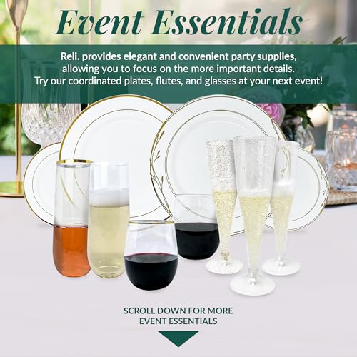 Reli. Champagne Flutes Plastic | 55 Pack | 4.5 oz - Gold Rim Clear | Premium Plastic Champagne Flutes | Party-Perfect for ...