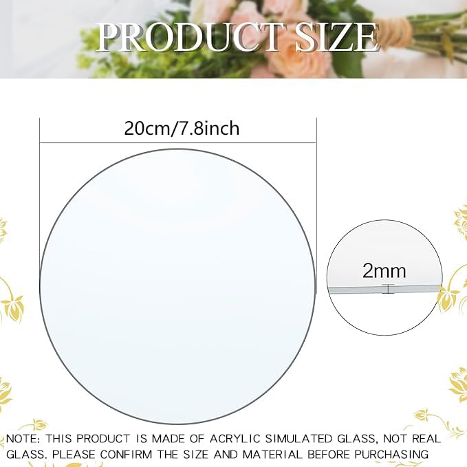 Mwellewm 12 Pcs Mirror Centerpieces for Tables, Acrylic Simulated Glass Round Mirror Tray Decoration Small Circular Plate ...