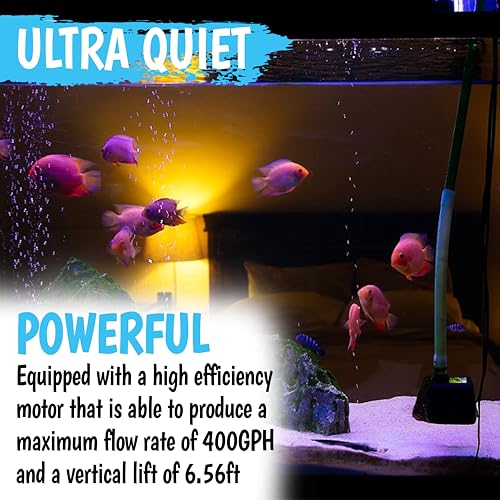 400GPH Submersible Pump 25W - Ultra Quiet Fountain Water Pump, 1500L/hr, 6.56ft High Lift, 3 Nozzles - Submersible Water P...